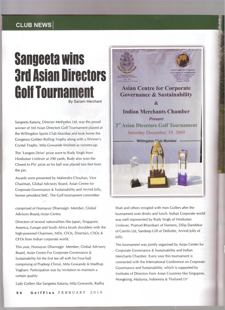 Golf Plus Magazine covers 3rd Asian Director Golf Tournament